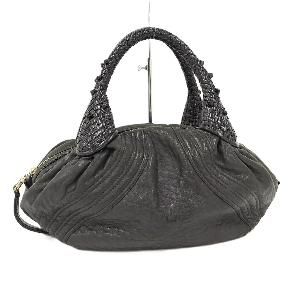 Fendi Spy Bag Woven Leather Black